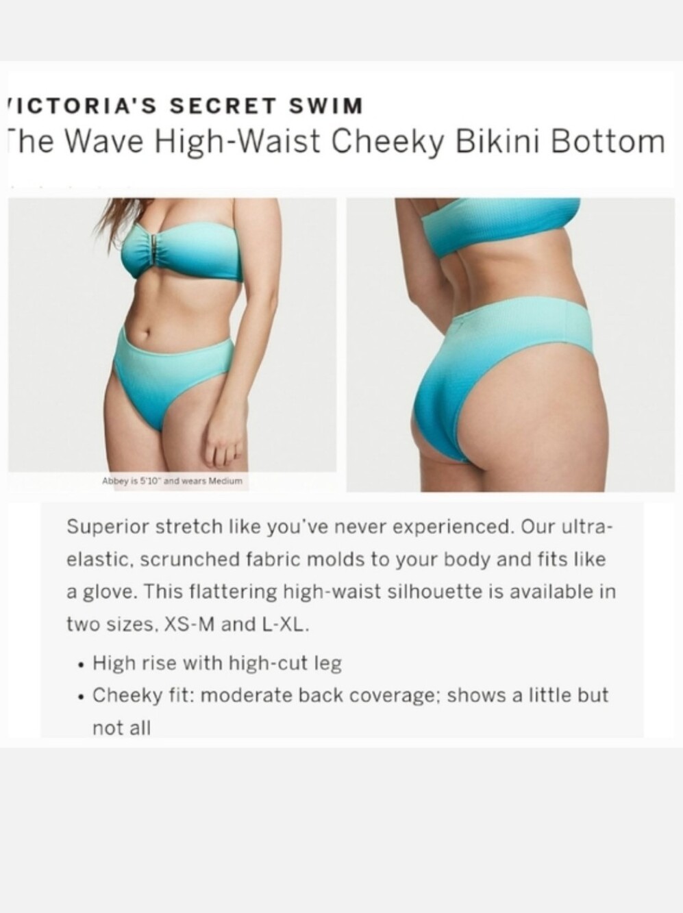 Victoria's secret sexy swim the wave high waist cheeky bikini bottom XS S M